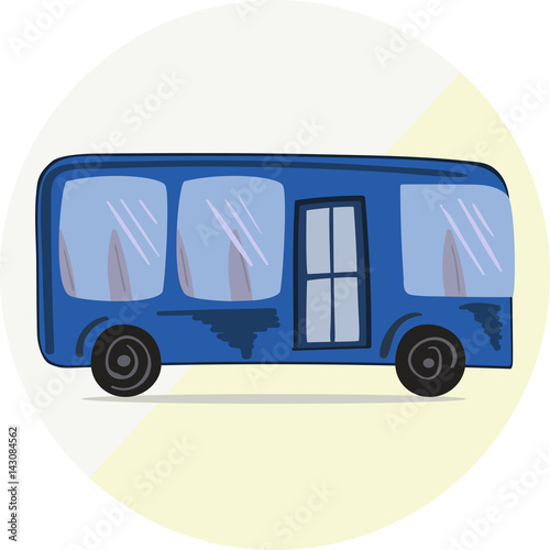 Cute blue bus icon