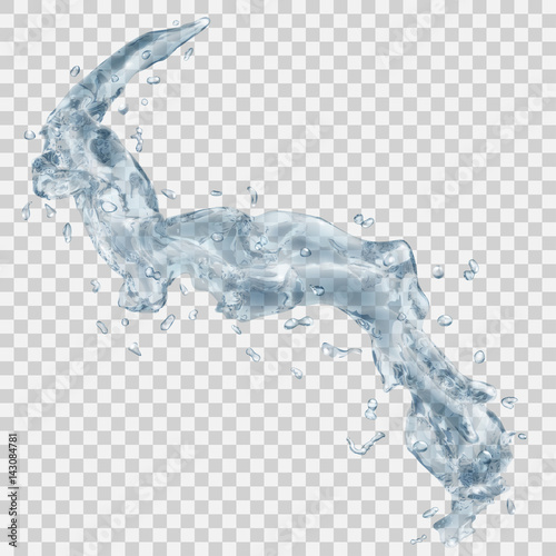Water splashes with water drops. Transparency only in vector file