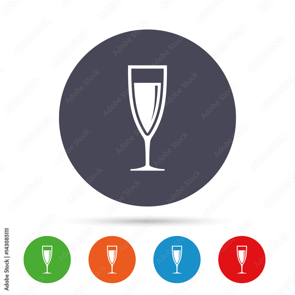 Glass of champagne sign icon. Alcohol drink. Glass of champagne sign icon. Alcohol drink.