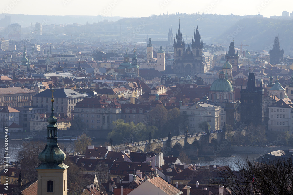 Early morning spring Prague City, Czech Republic