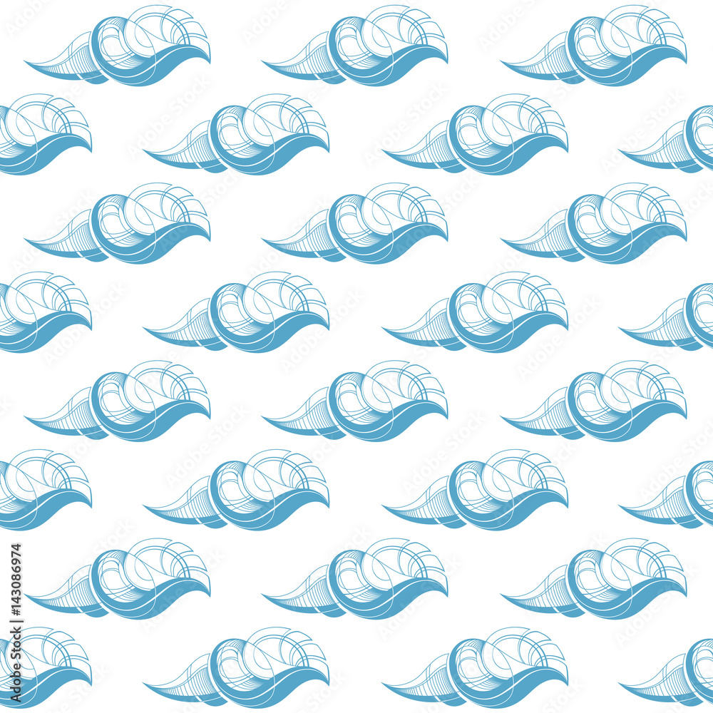 Seamless pattern with Seashells on white background. Seamless pattern with Seashells on white background.