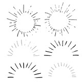 Collection of handdrawn sun bursts.