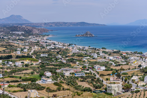 Beautiful aerial view of Kefalos village, Kastri island and the coastline of Kos island, Dodecanese, Greece © r_andrei