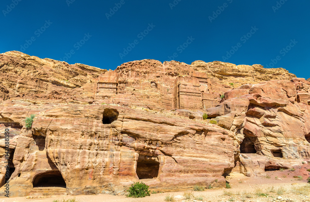 View of ancient tombs at Petra