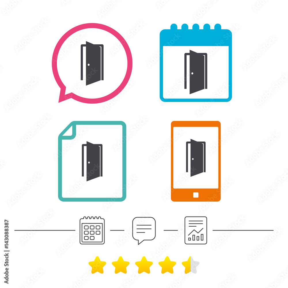 Door sign icon. Enter or exit symbol. Door sign icon. Enter or exit symbol.