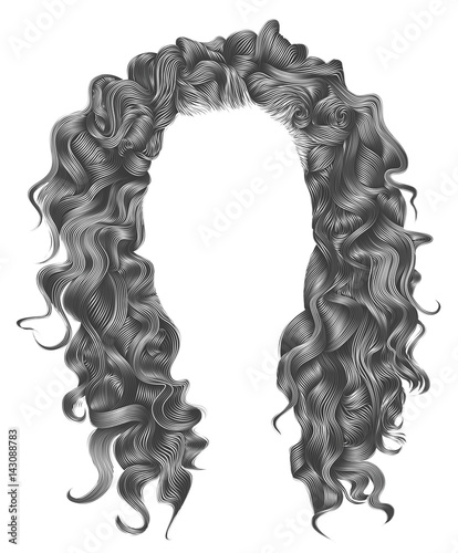 long curly hairs gray
 colors  .  beauty fashion style . wig .
