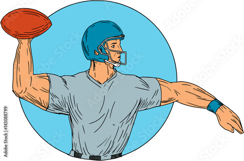 Quarterback QB Throwing Ball Motion Circle Drawing