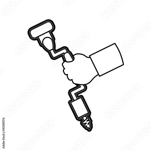hand brace and bits carpentry tool vector icon illustration