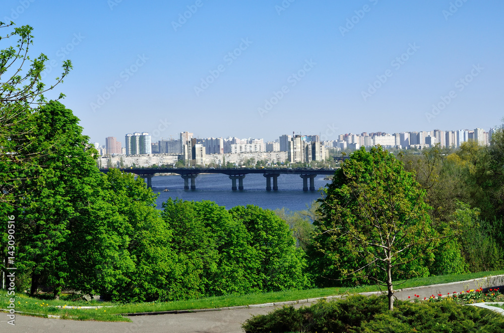 Landscape of the city of Kiev bird's eye view