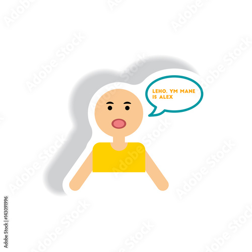 stylish icon in paper sticker style man attack stroke