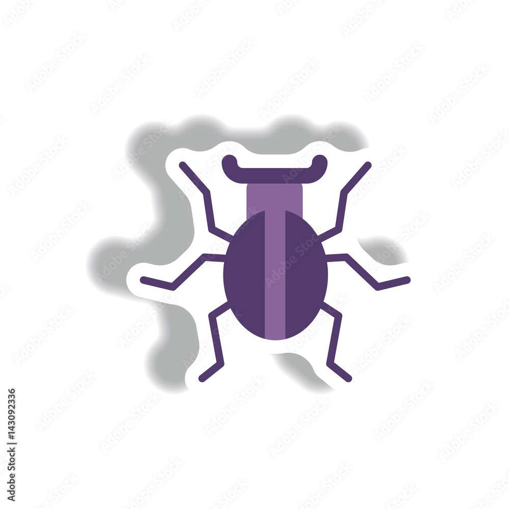 stylish icon in paper sticker style beetle insect