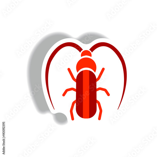 stylish icon in paper sticker style beetle barbel