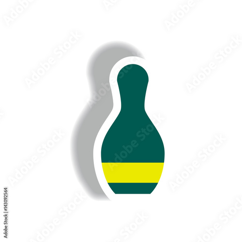 stylish icon in paper sticker style bowling skittle