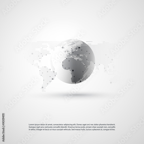 Cloud Computing and Networks Concept with World Map - Global Resources, Business or Technology Background, Creative Design Template
