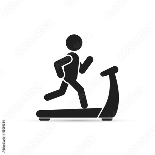 Man on treadmill icon. Vector illustration.