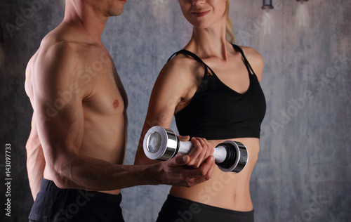 Sport  Fitness couple workout   fit man and woman at gym