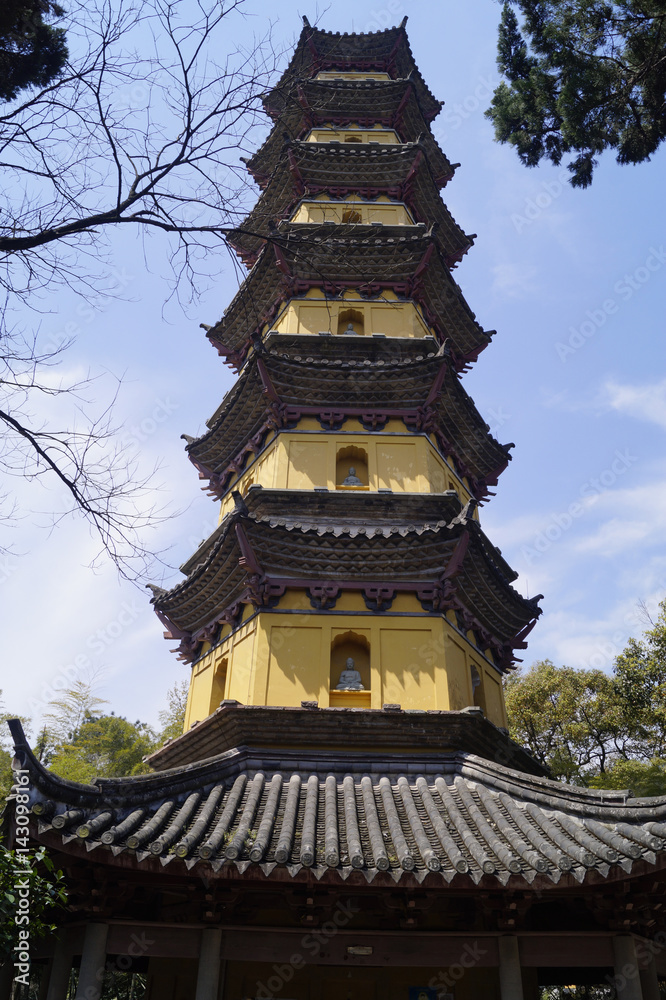 Pagode, Ayuwang-Kloster, Ningbo, China Pagode, Ayuwang-Kloster, Ningbo, China