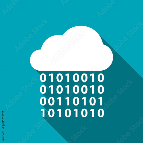 Digital cloud flat icon. Big data computing vector illustration.
