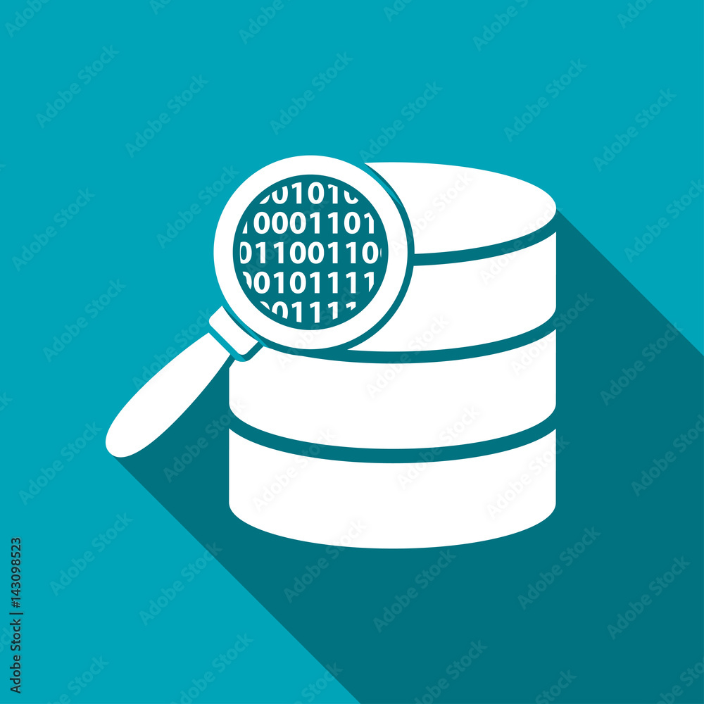 Search database flat icon. magnifier and data vector illustration Search database flat icon. magnifier and data vector illustration