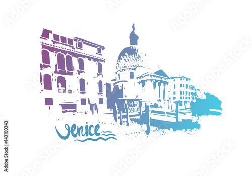 Italy. Venice. Hand drawn vector illustration.