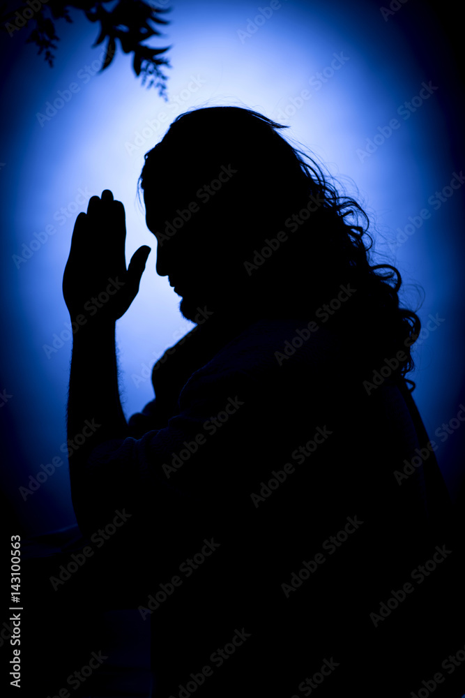 Jesus Christ praying at night