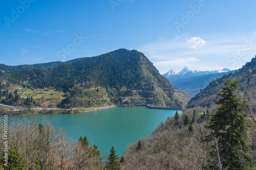 Plastira Lake. Greece. Panoramic view. Beautiful landscape.