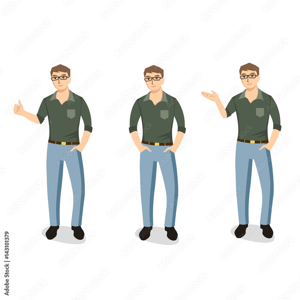 Funny cartoon guy in casual clothes. Vector Funny cartoon guy in casual clothes. Vector