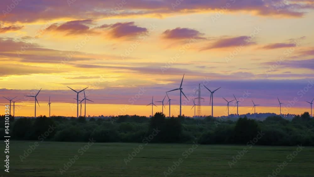 High quality video of windmills at the sunset in 4K High quality video of windmills at the sunset in 4K