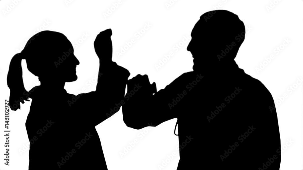 Silhouette Young doctors give each other five and smiling. Silhouette Young doctors give each other five and smiling.