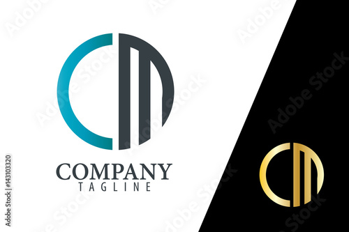 Initial Letter CM With Linked Circle Logo