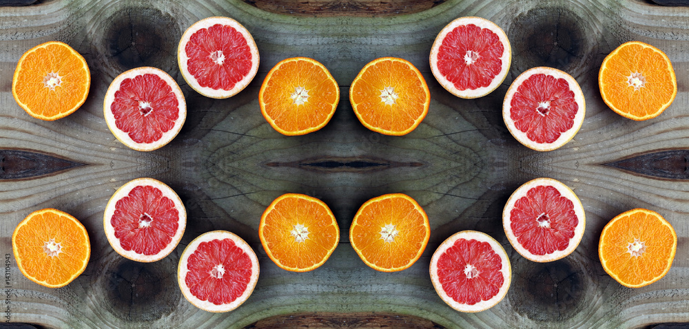 Bunte Vielfalt von gesunden Grapefruit und Orangen Bunte Vielfalt von gesunden Grapefruit und Orangen