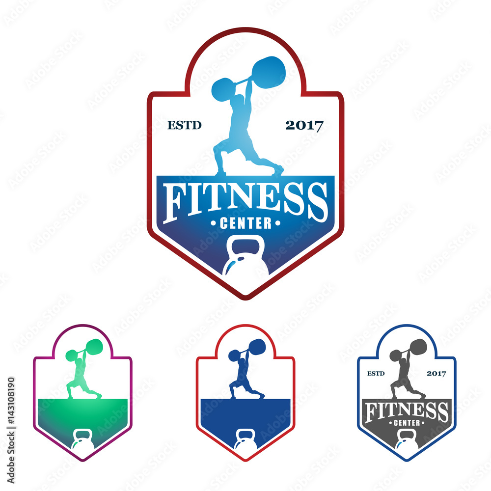Fototapeta premium Weightlifting Fitness Gym Vector Logo Template