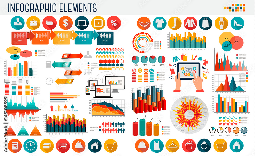 Business and shopping infographics template. Vector. Business and shopping infographics template. Vector.