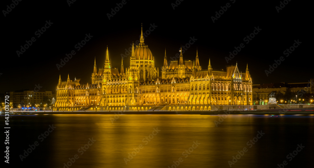 Night Time View of the Hungarian Parliament Building