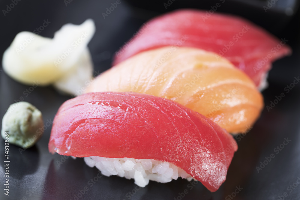 Tuna and Salmon Nigiri Rolls Tuna and Salmon Nigiri Rolls