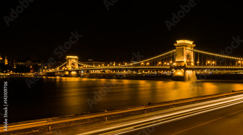 Night View of the Chain Bridge in Budapest