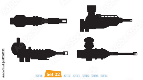 Set of Spaceship weapons silhouette set two