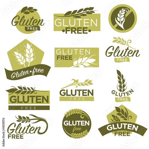Gluten free vector healthy dietetic product icons and labels