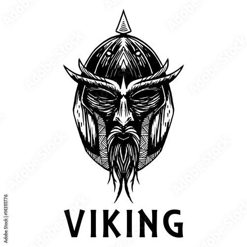 Viking scandinavian ancient warrior head vector icon