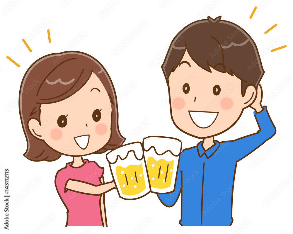 乾杯する男女のイラスト 乾杯する男女のイラスト