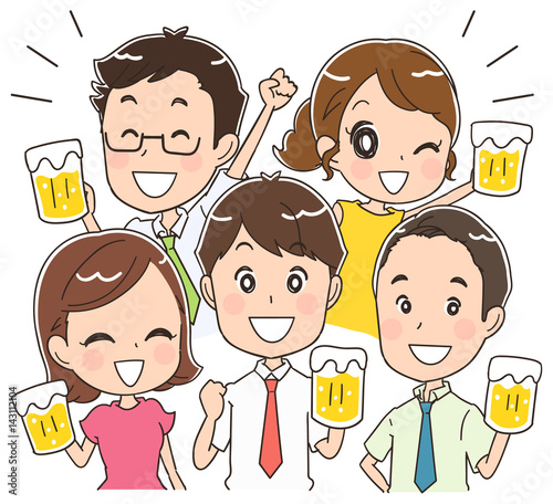 乾杯する男女のイラスト