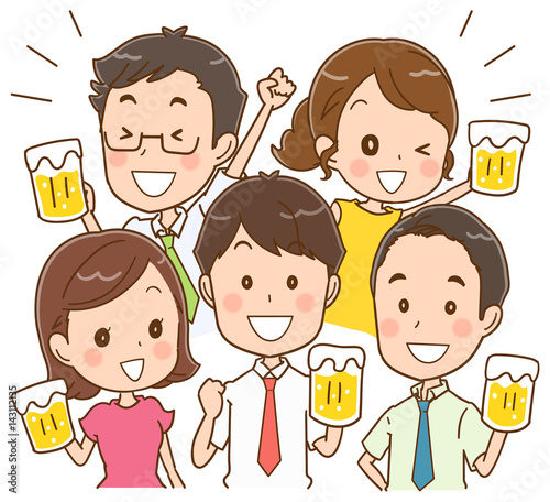 乾杯する男女のイラスト