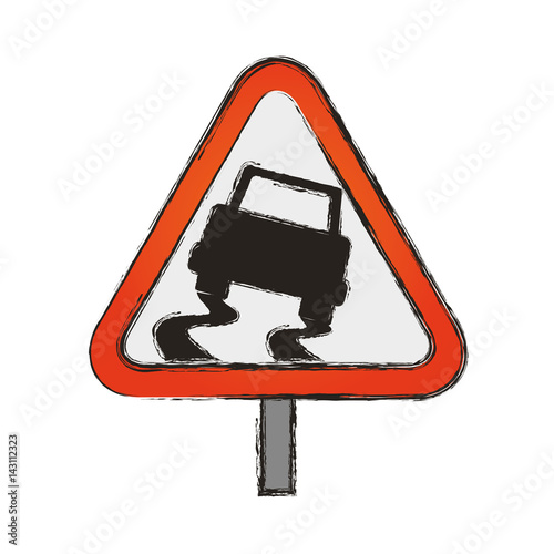 caution sign slippery ground vector icon illustration