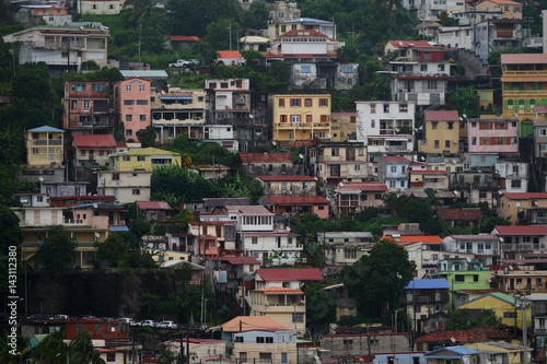 Close view of houses at Fort-de-France, Martinique Island - Lesser Antilles, French overseas territory photo