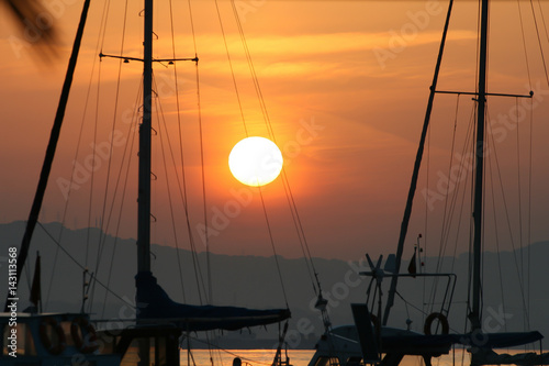 Fototapeta Naklejka Na Ścianę i Meble -  Summer Sunset Over Harbour