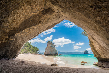 Poster Cathedral Cove Cathedral Cove kustreservaat Noordereiland  © superjoseph