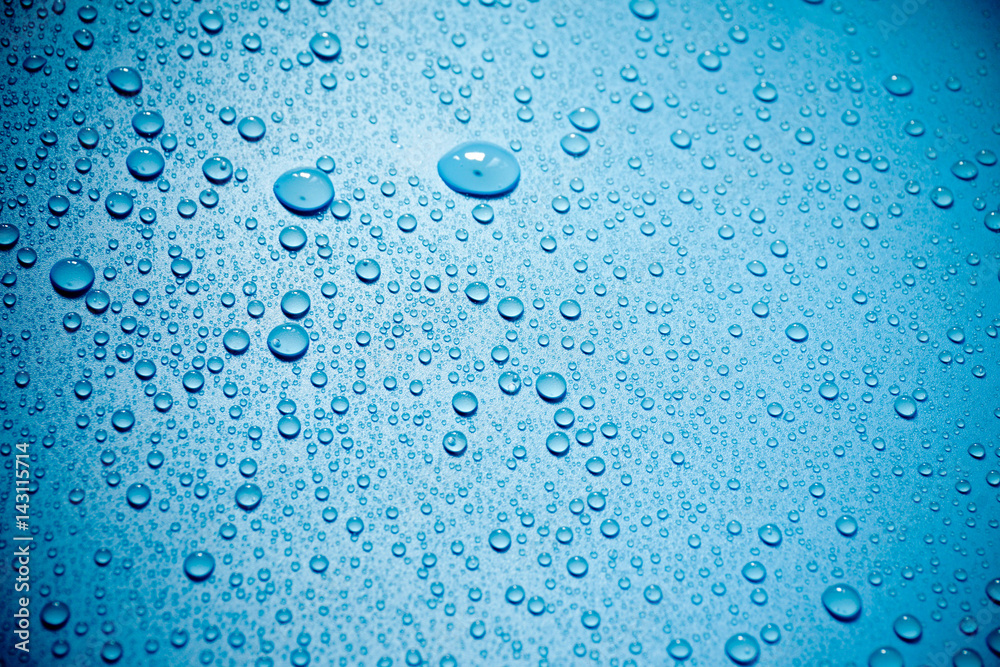 Water drops on blue background. Water drops on blue background.