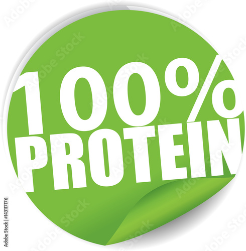 100% protein green Label, Sign, stickers and symbol.