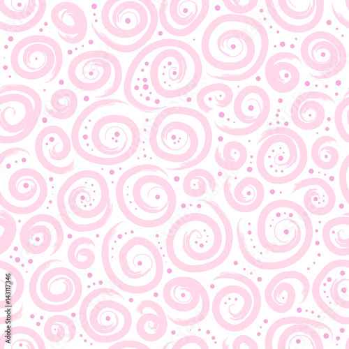Pink seamless pattern with swirls. Good for children's stuff, scrap-booking and wrapping paper, etc