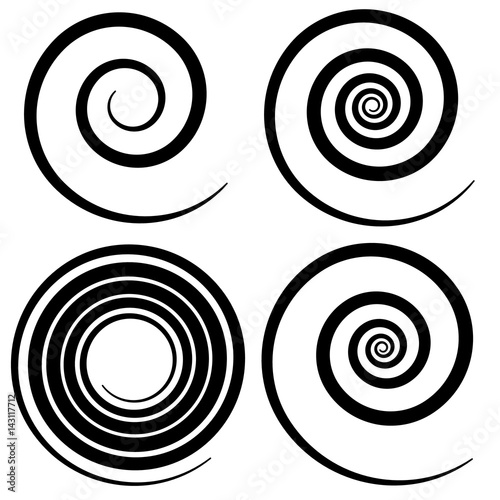Set of 4 spiral shape, spiral design elements